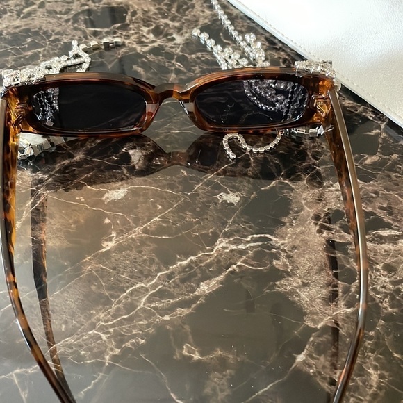 Sparkly Tortoise Rhinestone Tassel Sunglasses - Picture 12 of 14